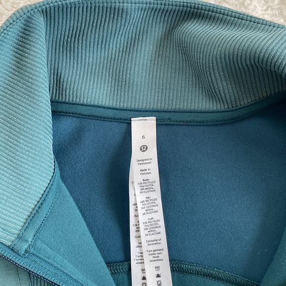 ❤️ Lululemon Brushed Softstreme Ribbed Half Zip Size 6 Green Jasper NWOT - Picture 6 of 8